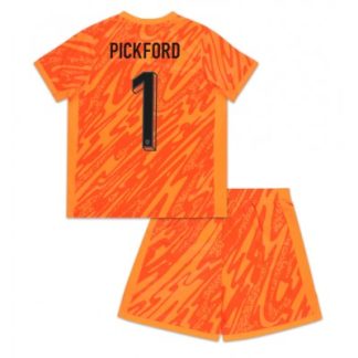 Barn England Fotbollströja Målvakt Hemmatröja EM 2024 orange Jordan Pickford 1