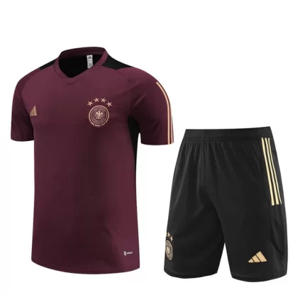 Tyskland Träningströja Ställ Barn Retro Fotbollströjor Shorts Dark Röd 2023-2024