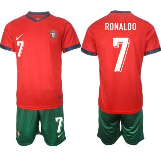 Beställ din Portugal EM 2024 Hemma Tröja set med tryck Ronaldo 7