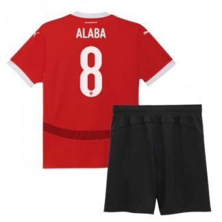 Österrike Hemmatröja EM 2024 röd Kortärmad + svart Korta byxor David Alaba 8