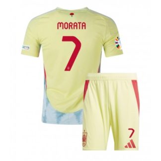 Billiga Fotbollströjor Barn Spanien Landslagströja Bortatröja EM 2024 med tryck Alvaro Morata 7