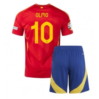 Fotbollsställ för Barn Spanien Landslagströja Hemmatröja EM 2024 med tryck Dani Olmo 10