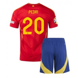 Fotbollsställ för Barn Spanien Landslagströja Hemmatröja EM 2024 med tryck Pedri Gonzalez 20