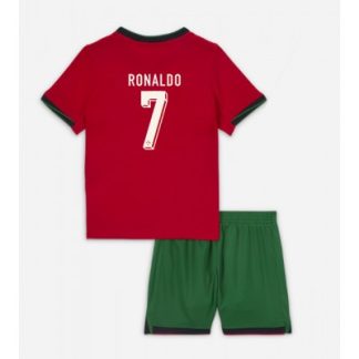 Fotbollströjor Billigt Barn Portugal EM 2024 Hemma Tröja set tryck Cristiano Ronaldo 7