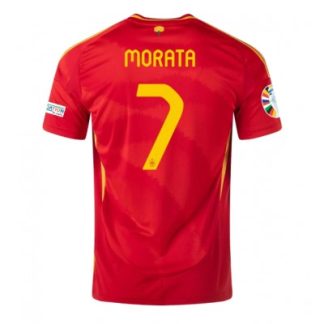 Köp Spanien Landslagströja Hemmatröja EM 2024 röd Kortärmad Alvaro Morata 7