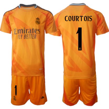 Real Madrid Bortatröja 2024-25 Orange Fotbollskläder med namn Thibaut Courtois 1