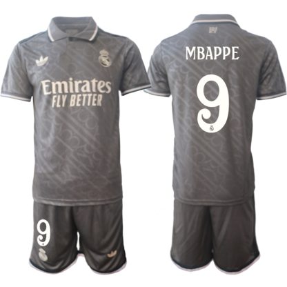 Real Madrid Tredje Tröja 2024/25 grå Kortärmad Shorts Kylian Mbappé 9