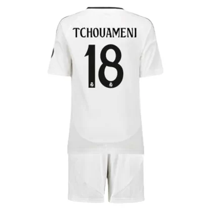 Barn Fotbollströjor Real Madrid Hemmatröja 2024/25 Aurelien Tchouameni 18