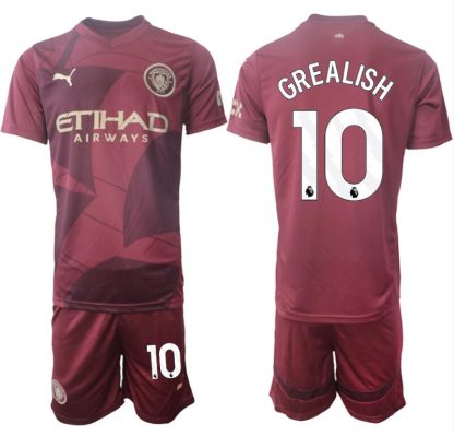 Manchester City Matchställ Tredje tröja 2024-2025 röd Jack Grealish 10