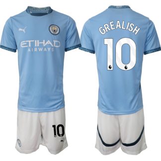 Manchester City Matchtröja Hemma 2024-2025 Fotbollströjor med tryck Jack Grealish 10