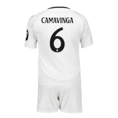 Real Madrid Hemmatröja 2024/25 vit Fotbollströjor Barn Eduardo Camavinga 6