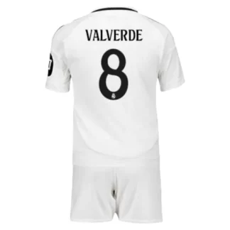 Real Madrid Hemmatröja 2024/25 vit Fotbollströjor med tryck Federico Valverde 8