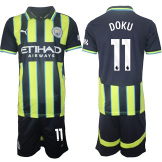 Billiga Manchester City Bortatröja 2024/25 Jeremy Doku 11 Kortärmad (+ Korta byxor)