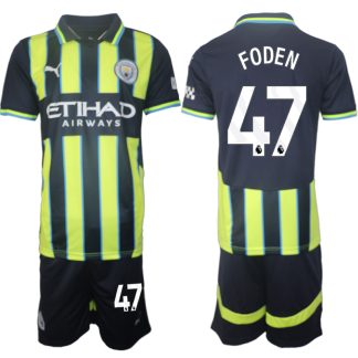 Billiga Manchester City Bortatröja 2024/25 Phil Foden 47 Kortärmad (+ Korta byxor)