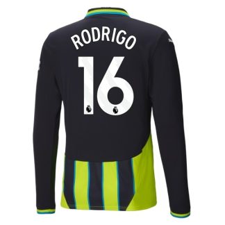 Billiga Manchester City Bortatröja 2024/25 Rodrigo 16 Långärmad