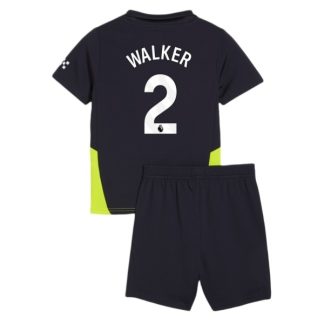 Billiga Manchester City Bortatröja Barn 2024/25 Kyle Walker 2 Kortärmad (+ Korta byxor)