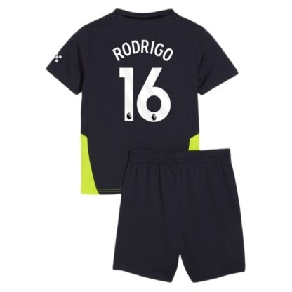 Billiga Manchester City Bortatröja Barn 2024/25 Rodrigo 16 Kortärmad (+ Korta byxor)