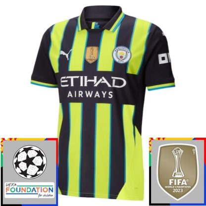 Billiga Manchester City Bortatröja Champions League With Patch 2024/25 Bernardo Silva 20 Kortärmad-1