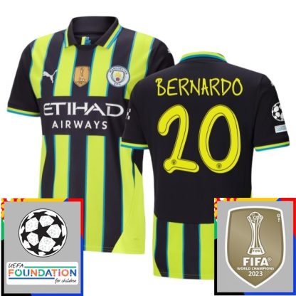 Billiga Manchester City Bortatröja Champions League With Patch 2024/25 Bernardo Silva 20 Kortärmad