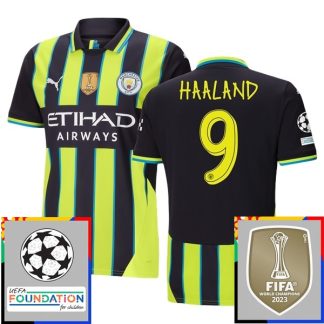 Billiga Manchester City Bortatröja Champions League With Patch 2024/25 Erling Haaland 9 Kortärmad