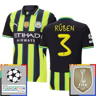 Billiga Manchester City Bortatröja Champions League With Patch 2024/25 Rúben Dias 3 Kortärmad