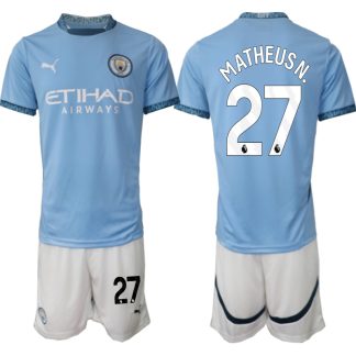 Billiga Manchester City Hemmatröja 2024/25 Matheus Nunes 27 Kortärmad (+ Korta byxor)