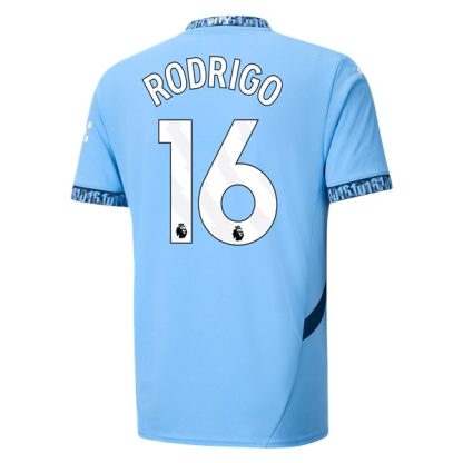 Billiga Manchester City Hemmatröja 2024/25 Rodrigo 16 Kortärmad