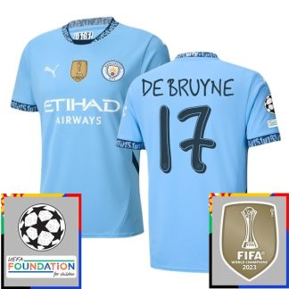 Billiga Manchester City Hemmatröja Champions League With Patch 2024/25 Kevin De Bruyne 17 Kortärmad