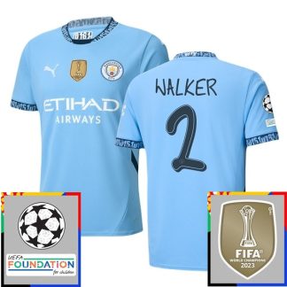 Billiga Manchester City Hemmatröja Champions League With Patch 2024/25 Kyle Walker 2 Kortärmad