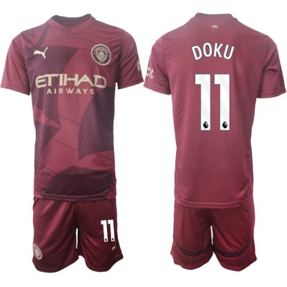 Billiga Manchester City Tredjetröja 2024/25 Jeremy Doku 11 Kortärmad (+ Korta byxor)