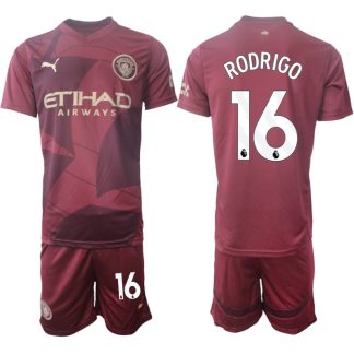 Billiga Manchester City Tredjetröja 2024/25 Rodrigo 16 Kortärmad (+ Korta byxor)