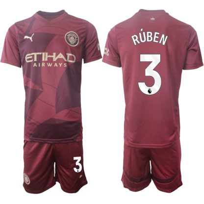 Billiga Manchester City Tredjetröja 2024/25 Rúben Dias 3 Kortärmad (+ Korta byxor)