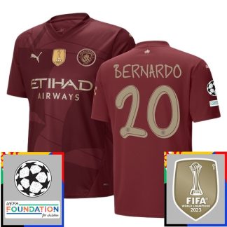 Billiga Manchester City Tredjetröja Champions League With Patch 2024/25 Bernardo Silva 20 Kortärmad