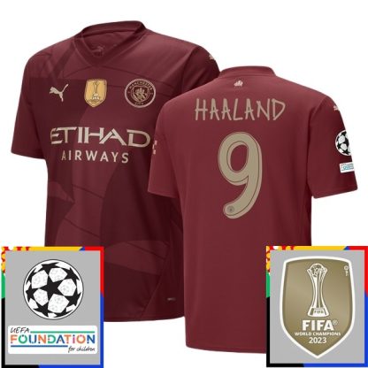 Billiga Manchester City Tredjetröja Champions League With Patch 2024/25 Erling Haaland 9 Kortärmad