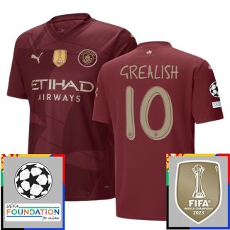 Billiga Manchester City Tredjetröja Champions League With Patch 2024/25 Jack Grealish 10 Kortärmad