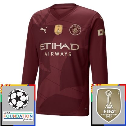 Billiga Manchester City Tredjetröja Champions League With Patch 2024/25 Långärmad