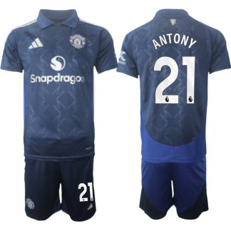 Billiga Manchester United Bortatröja 2024/25 Antony 21 Kortärmad (+ Korta byxor)