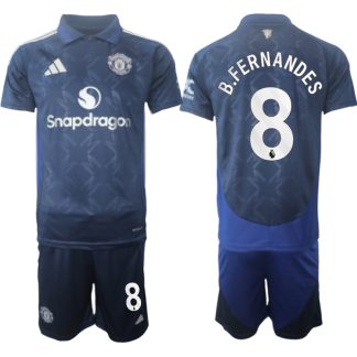 Billiga Manchester United Bortatröja 2024/25 Bruno Fernandes 8 Kortärmad (+ Korta byxor)