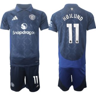 Billiga Manchester United Bortatröja 2024/25 Rasmus Højlund 11 Kortärmad (+ Korta byxor)