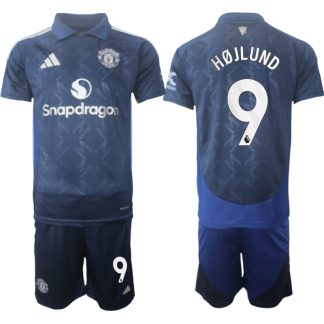 Billiga Manchester United Bortatröja 2024/25 Rasmus Højlund 9 Kortärmad (+ Korta byxor)