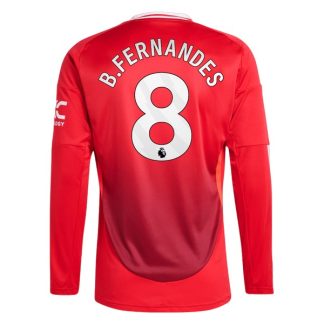 Billiga Manchester United Hemmatröja 2024/25 Bruno Fernandes 8 Långärmad