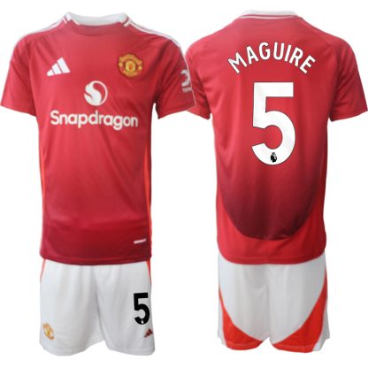 Billiga Manchester United Hemmatröja 2024/25 Harry Maguire 5 Kortärmad (+ Korta byxor)