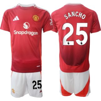 Billiga Manchester United Hemmatröja 2024/25 Jadon Sancho 25 Kortärmad (+ Korta byxor)