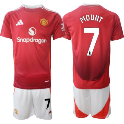 Billiga Manchester United Hemmatröja 2024/25 Mason Mount 7 Kortärmad (+ Korta byxor)