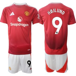 Billiga Manchester United Hemmatröja 2024/25 Rasmus Højlund 9 Kortärmad (+ Korta byxor)