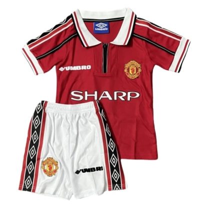 Billiga Manchester United Hemmatröja Barn Retro 1998-1999 Kortärmad (+ Korta byxor)