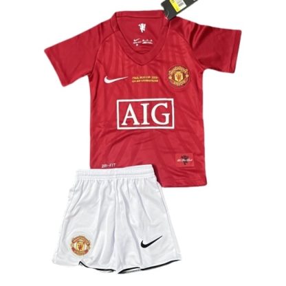 Billiga Manchester United Hemmatröja Barn Retro 2007-2008 Kortärmad (+ Korta byxor)