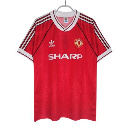 Billiga Manchester United Hemmatröja Retro 1991-1992 Kortärmad