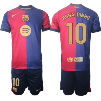 Köpa FC Barcelona Hemmatröja 2024/25 Ronaldinho 10 Kortärmad (+ Korta byxor)