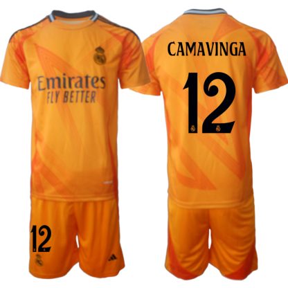 Köpa Real Madrid Bortatröja 2024/25 Eduardo Camavinga 12 Kortärmad (+ Korta byxor)